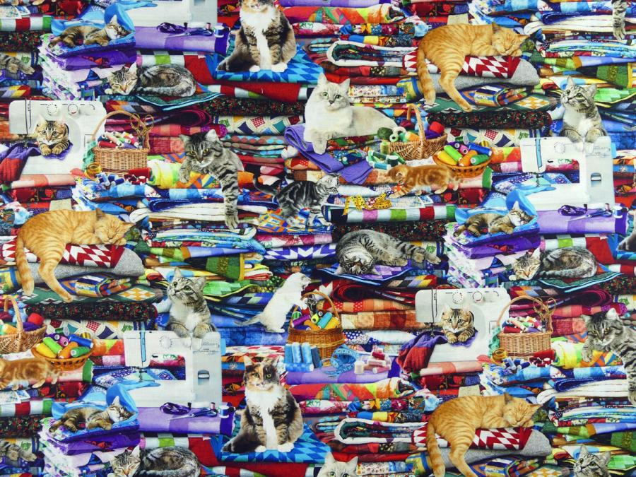 Patchworkstoff Katzen auf Quilt von Timeless Treasures